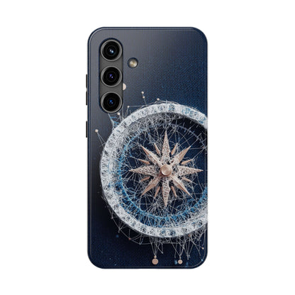 Nautical Compass Wireframe Phone Case – Durable Tough Case for Ocean Lovers - Artistic Vision