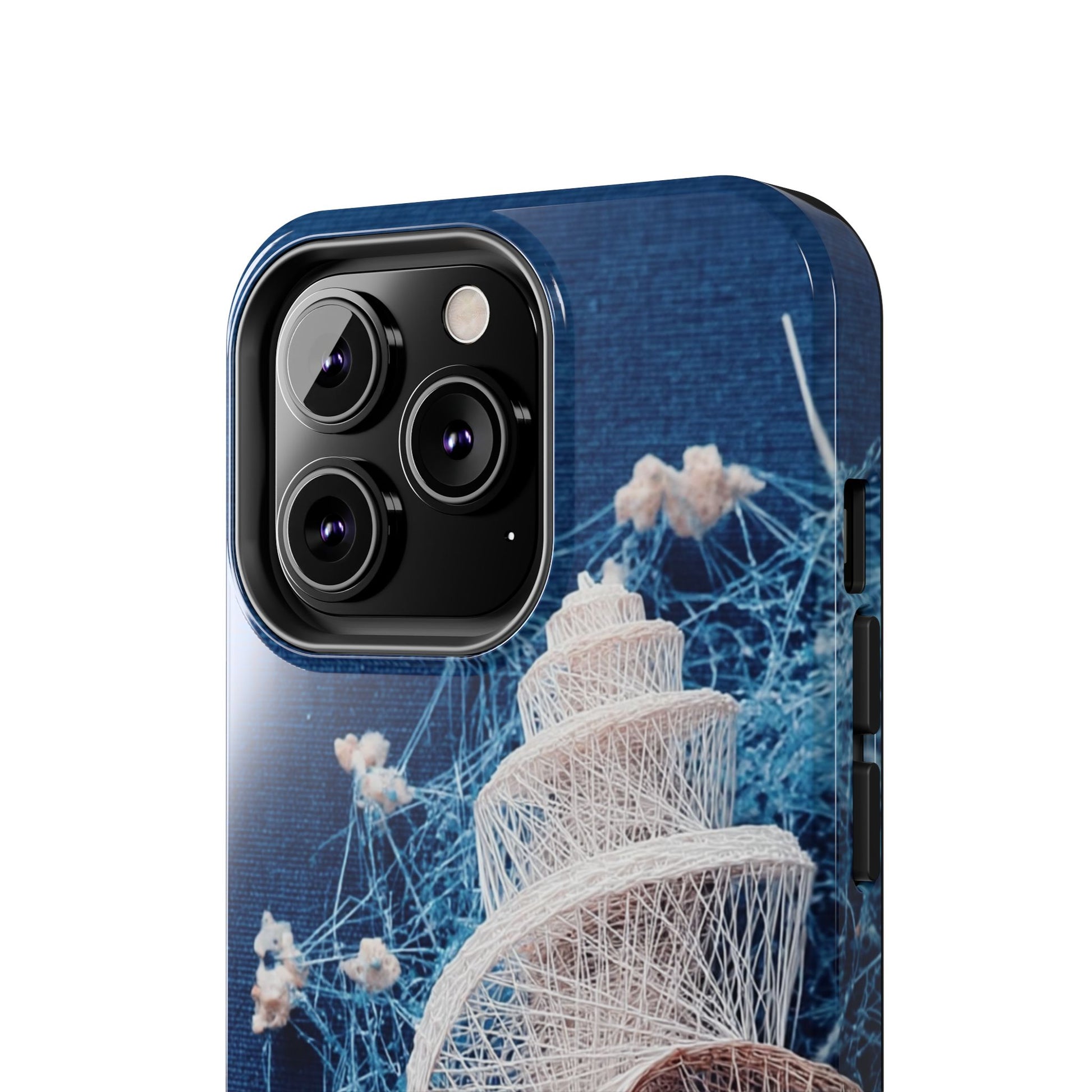 Spiral Shell Bloom Wireframe Phone Case – Marine-Inspired Abstract Shell Design - Artistic Vision