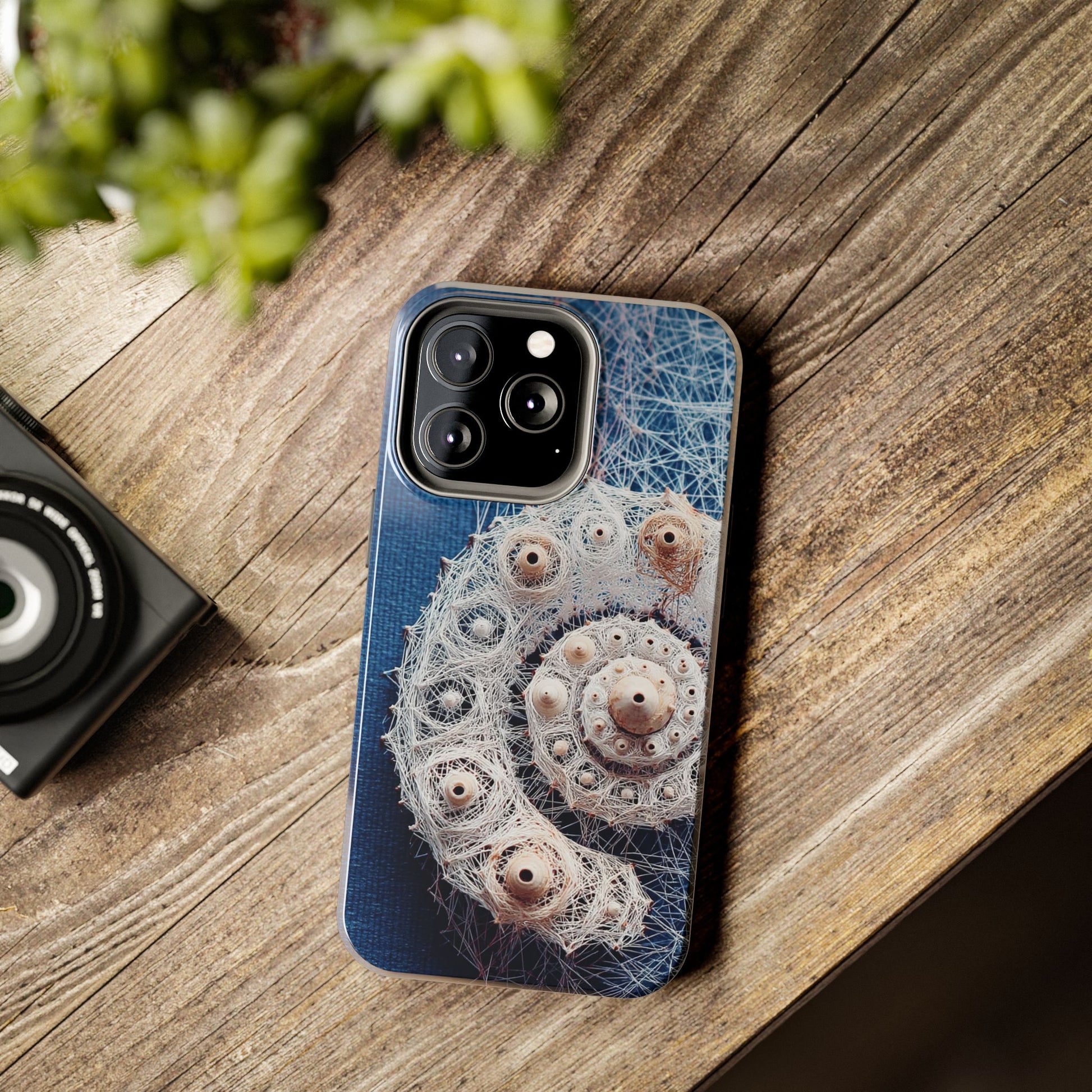 Nautilus Shell Wireframe Phone Case – Marine Spiral Tough Case - Artistic Vision