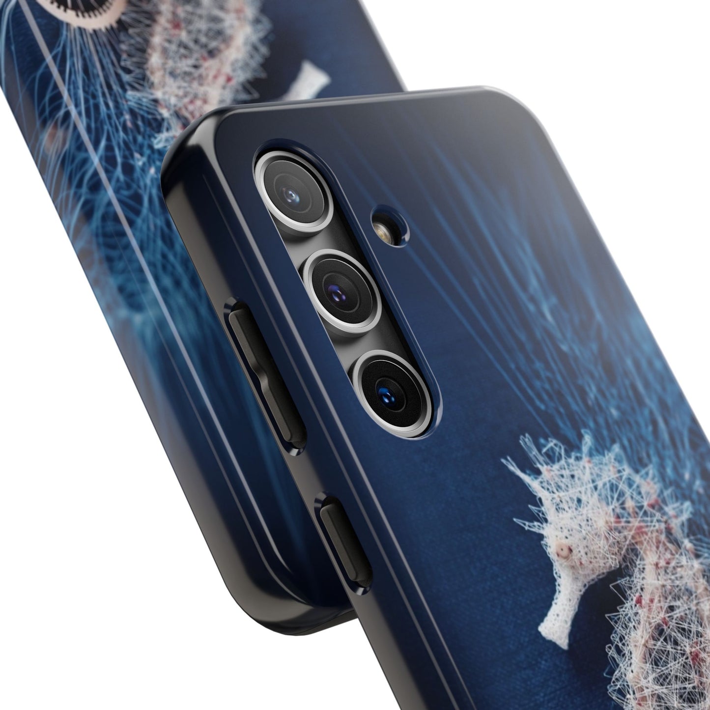 Seahorse Coral Wireframe Phone Case – Elegant Ocean Creature Design - Artistic Vision