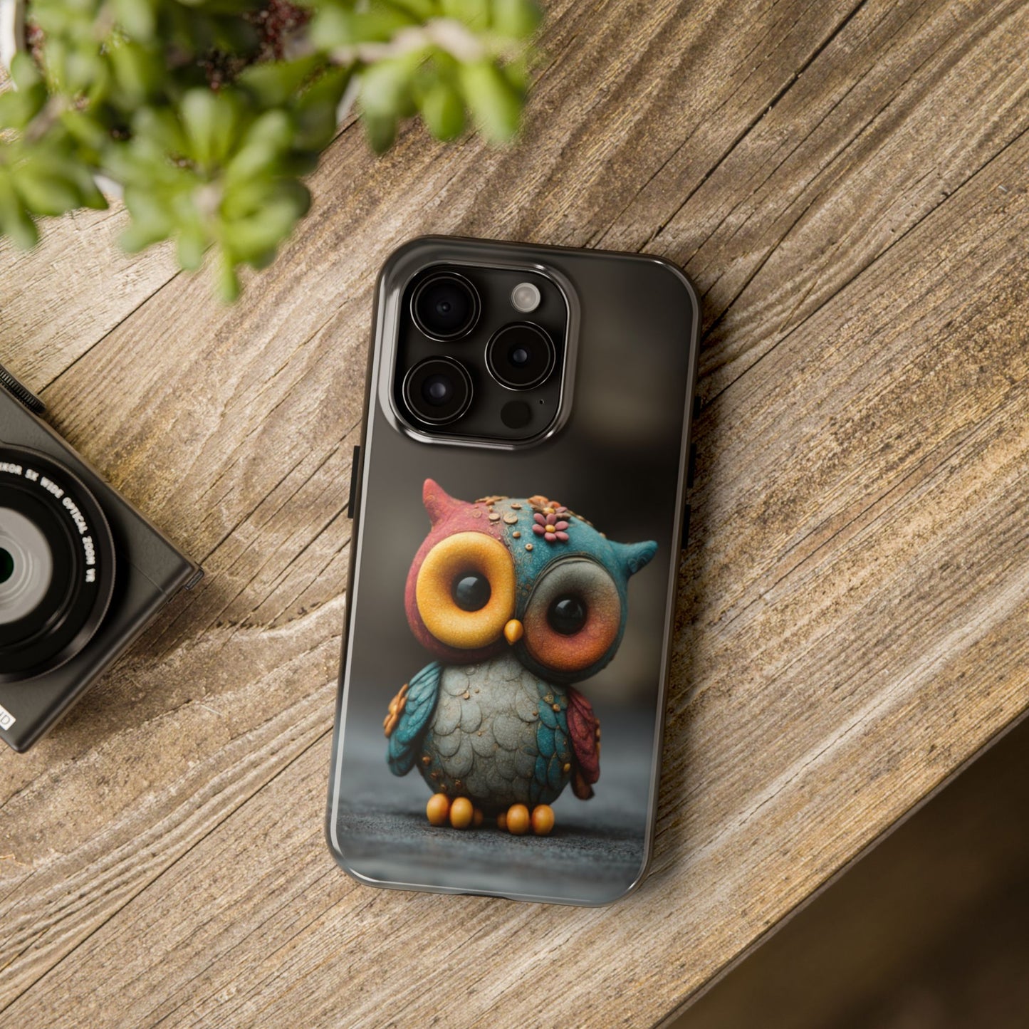 Play-Doh Owl – Tough Phone Case with Clay Texture and Big-Eyed Charm - Artistic Vision