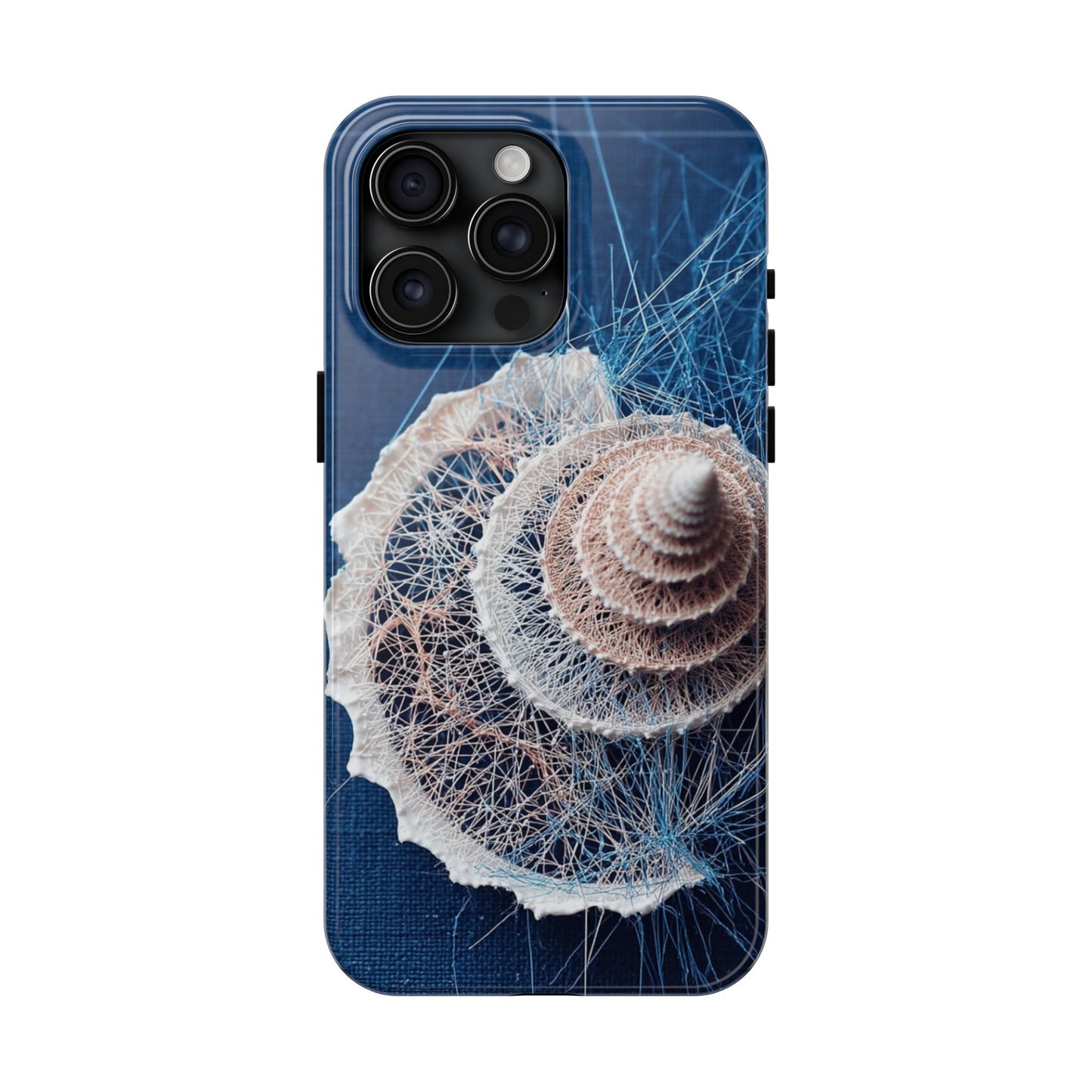 Spiral Seashell Wireframe Phone Case – Coastal Art Tough Shell - Artistic Vision