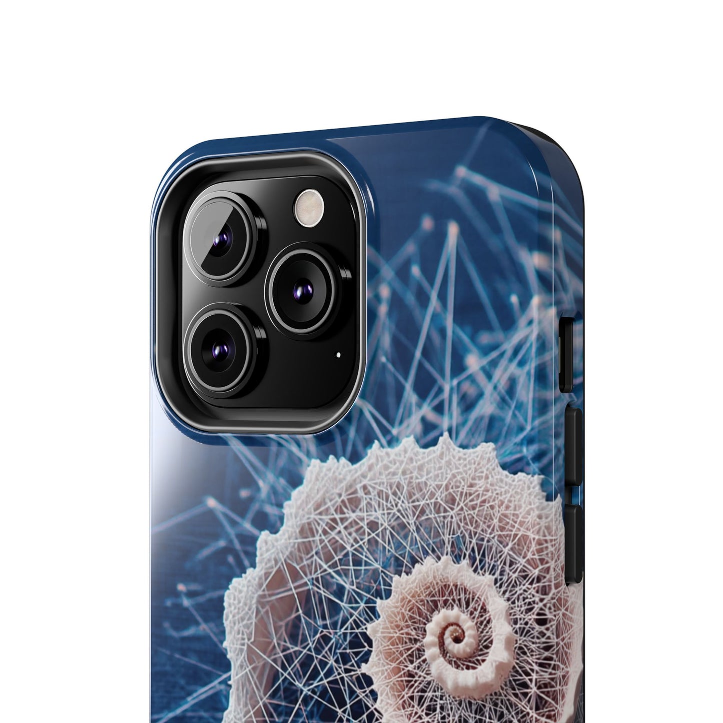 Twin Spiral Shell Wireframe Phone Case – Abstract Seaform Tough Design - Artistic Vision