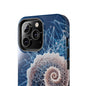Twin Spiral Shell Wireframe Phone Case – Abstract Seaform Tough Design - Artistic Vision