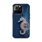 Seahorse Wheel Wireframe Phone Case – Nautical Design with Mechanical Motion - Artistic Vision