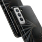 Obsidian Fan Tough Phone Case – Black Gold Radial Geometry - Artistic Vision
