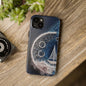 Sailboat & Moon Wireframe Phone Case – Nautical Night Voyage Design - Artistic Vision