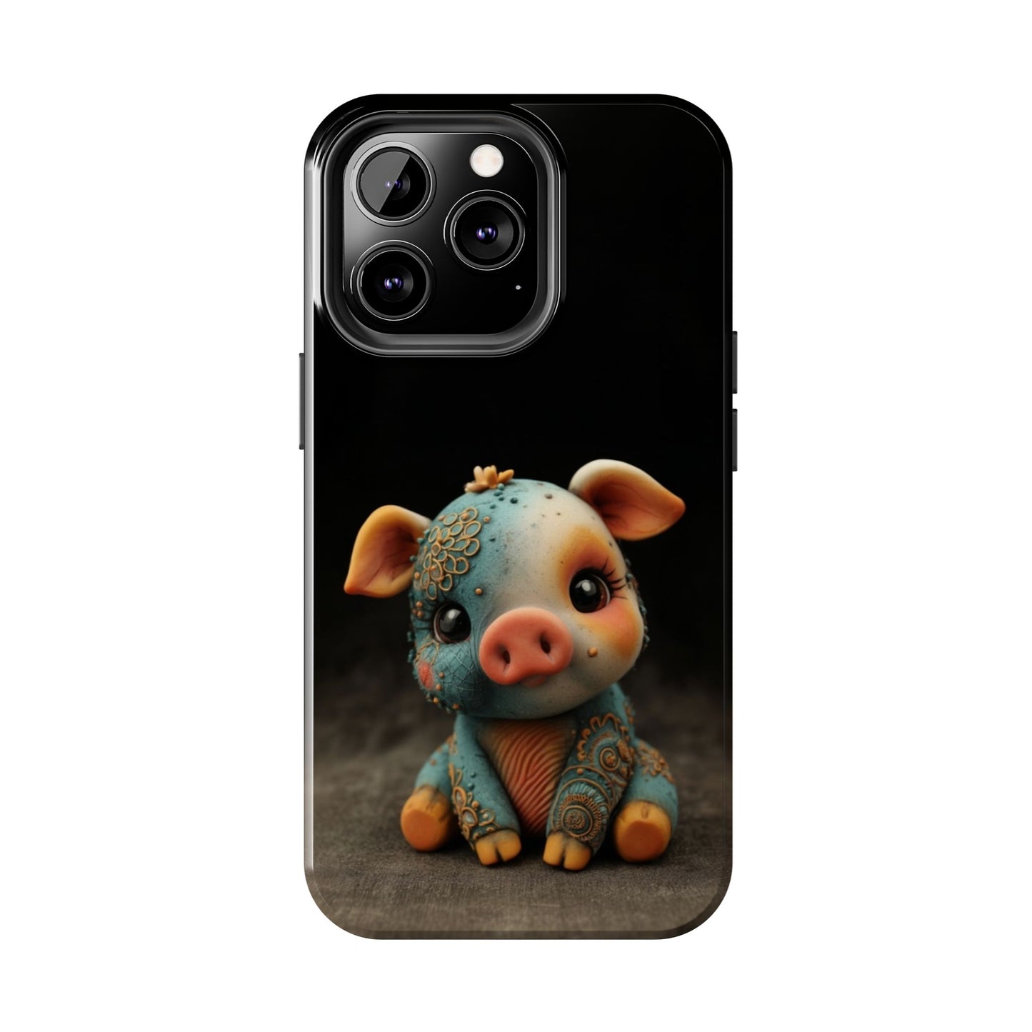 Play-Doh Piggy – Tough Phone Case with Sculpted Pink and Blue Charm - Artistic Vision