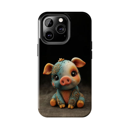 Play-Doh Piggy – Tough Phone Case with Sculpted Pink and Blue Charm - Artistic Vision