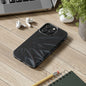 Silk Nebula Tough Phone Case – Black Fabric Galaxy Texture - Artistic Vision