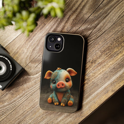 Play-Doh Piggy – Tough Phone Case with Sculpted Pink and Blue Charm - Artistic Vision