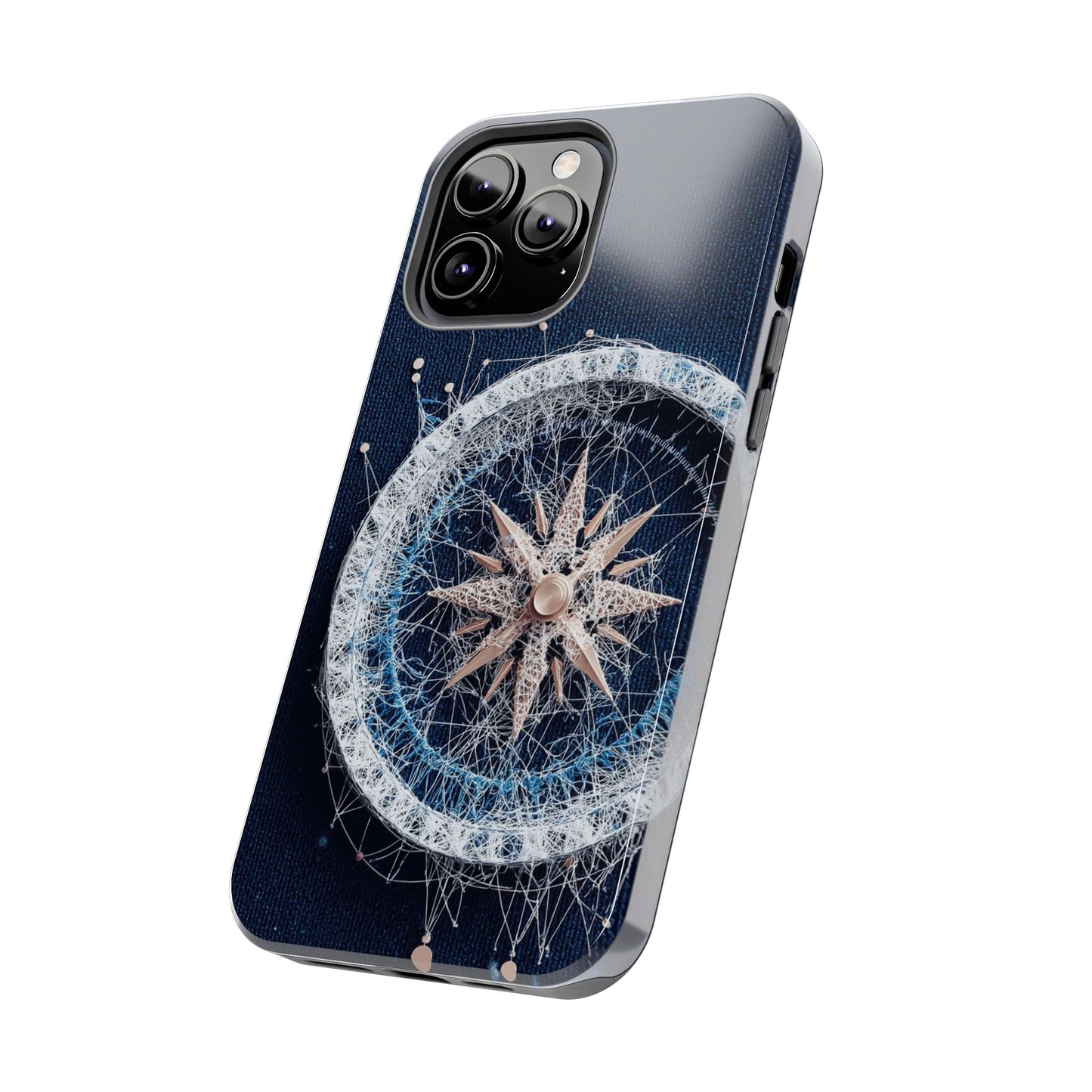 Nautical Compass Wireframe Phone Case – Durable Tough Case for Ocean Lovers - Artistic Vision