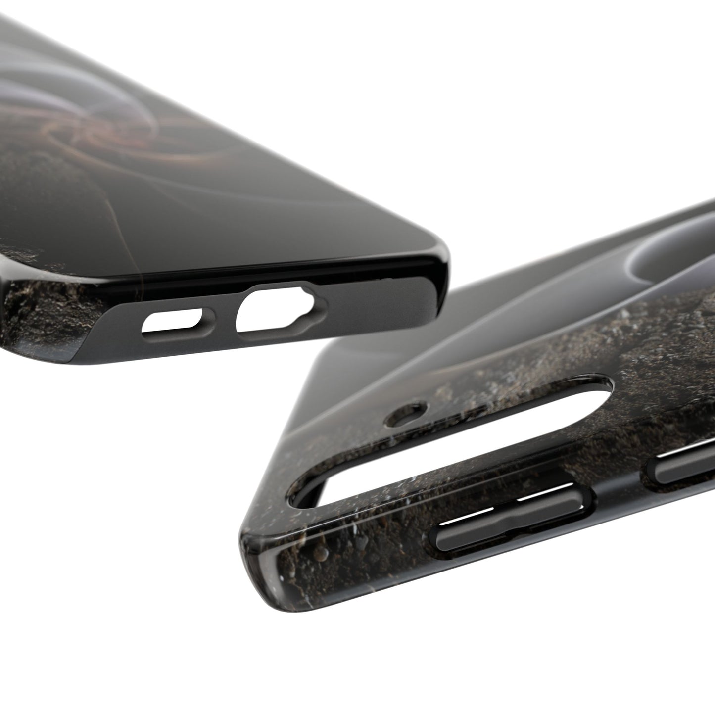 Lay-flat bezel shown on phone case