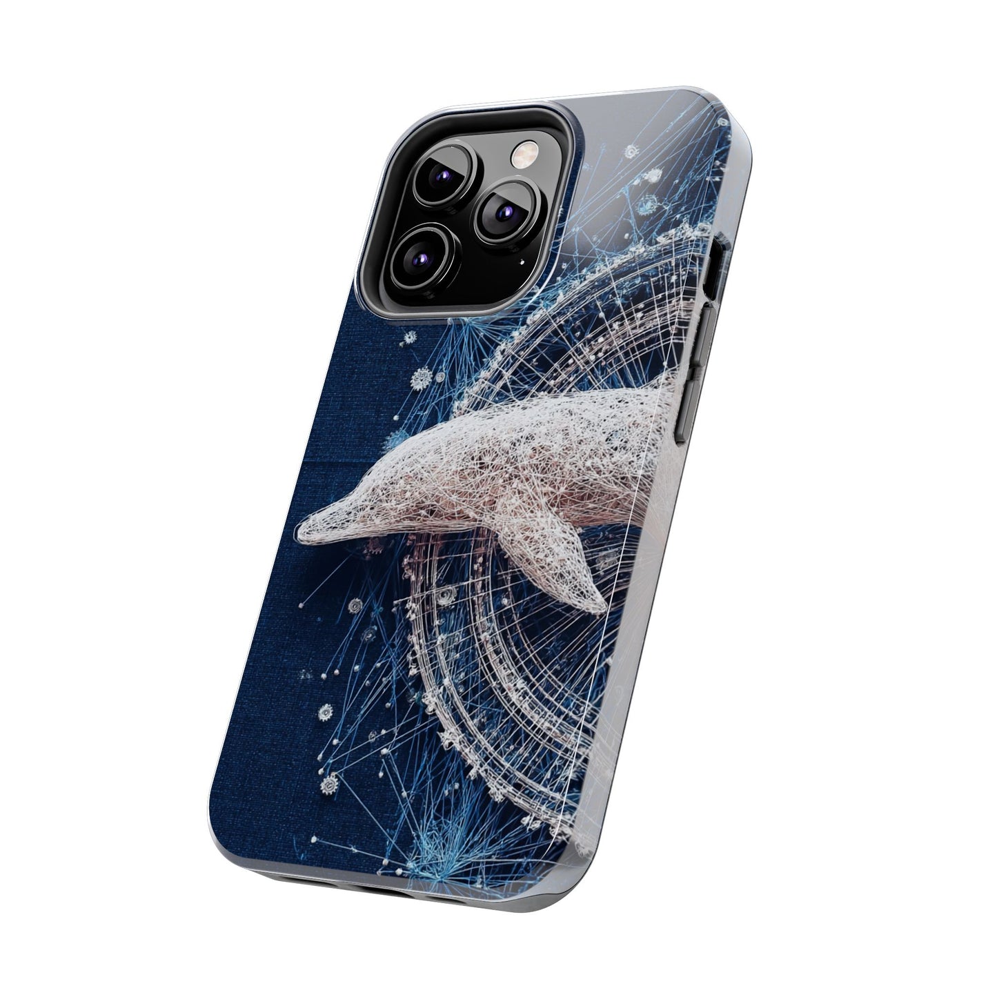 Dolphin Wireframe Phone Case – Ocean-Inspired Tough Case - Artistic Vision