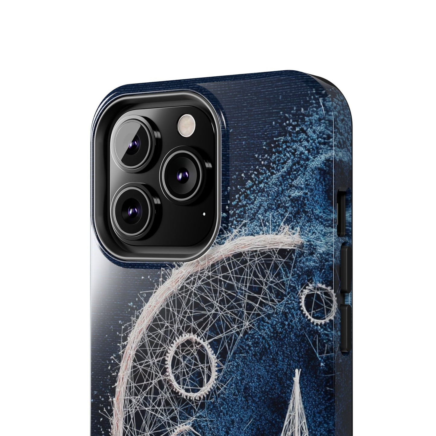 Sailboat & Moon Wireframe Phone Case – Nautical Night Voyage Design - Artistic Vision