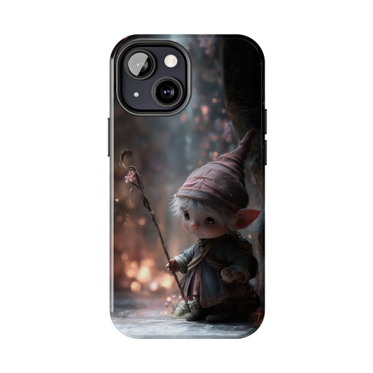 Whimsical Elf Mage Tough Phone Case – Magic Staff Forest Design - Artistic Vision