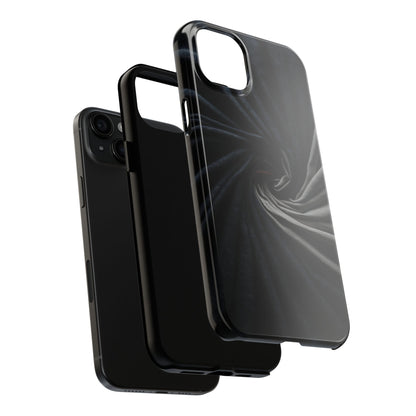 Velvet Spiral Tough Phone Case – Twisting Fabric Abstract in Black & Silver - Artistic Vision