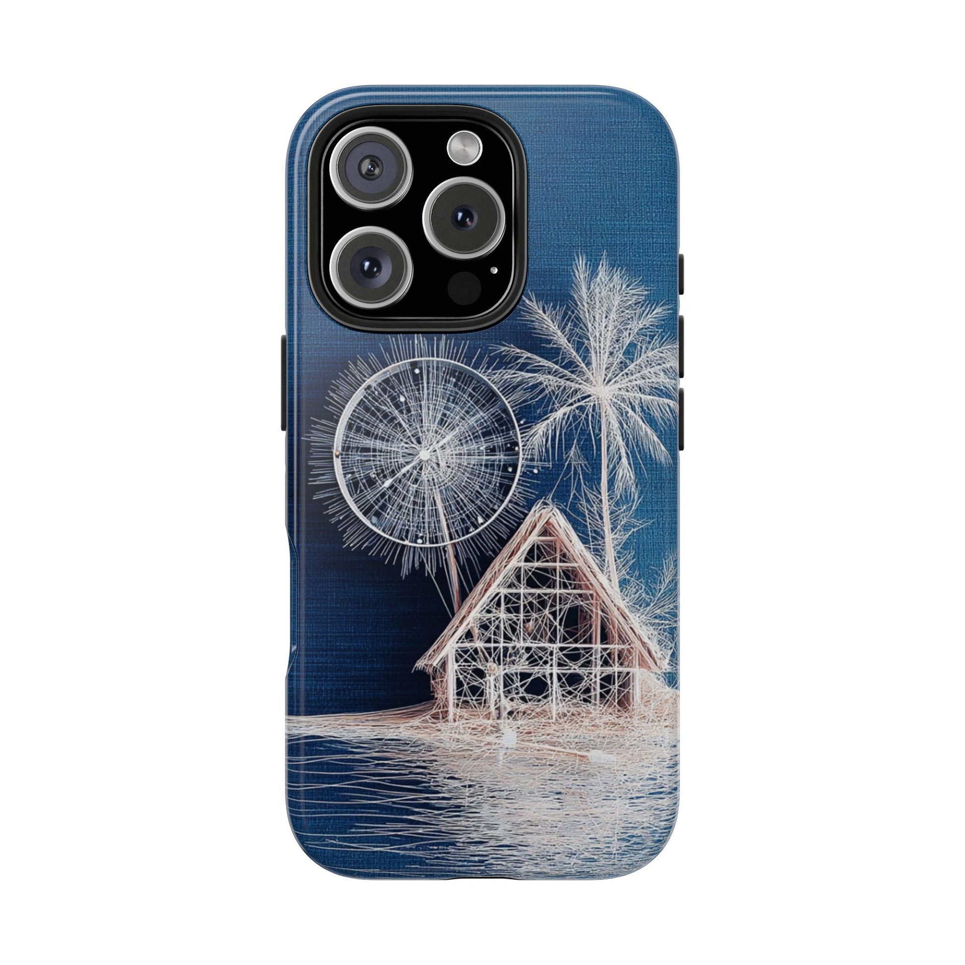 Tropical Beach Wireframe Phone Case – Nautical Island Tough Case - Artistic Vision