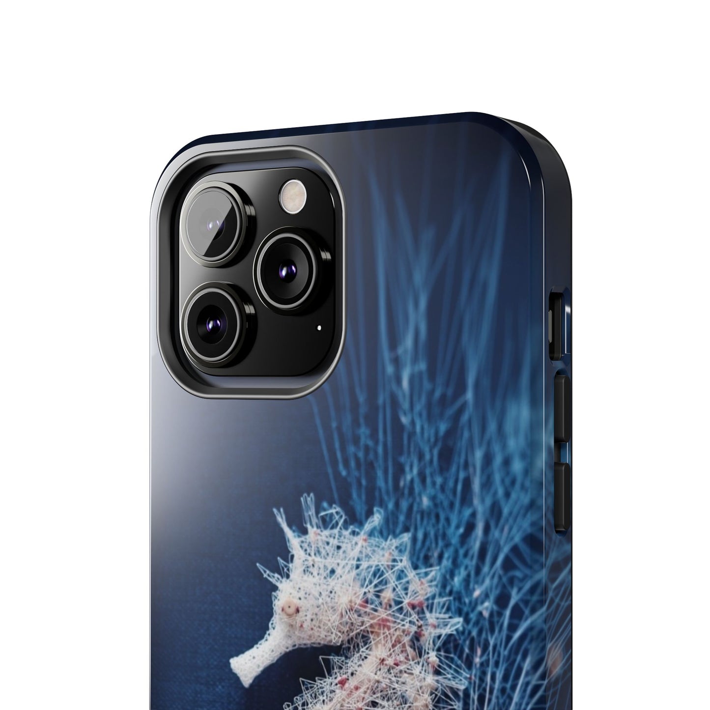 Seahorse Coral Wireframe Phone Case – Elegant Ocean Creature Design - Artistic Vision