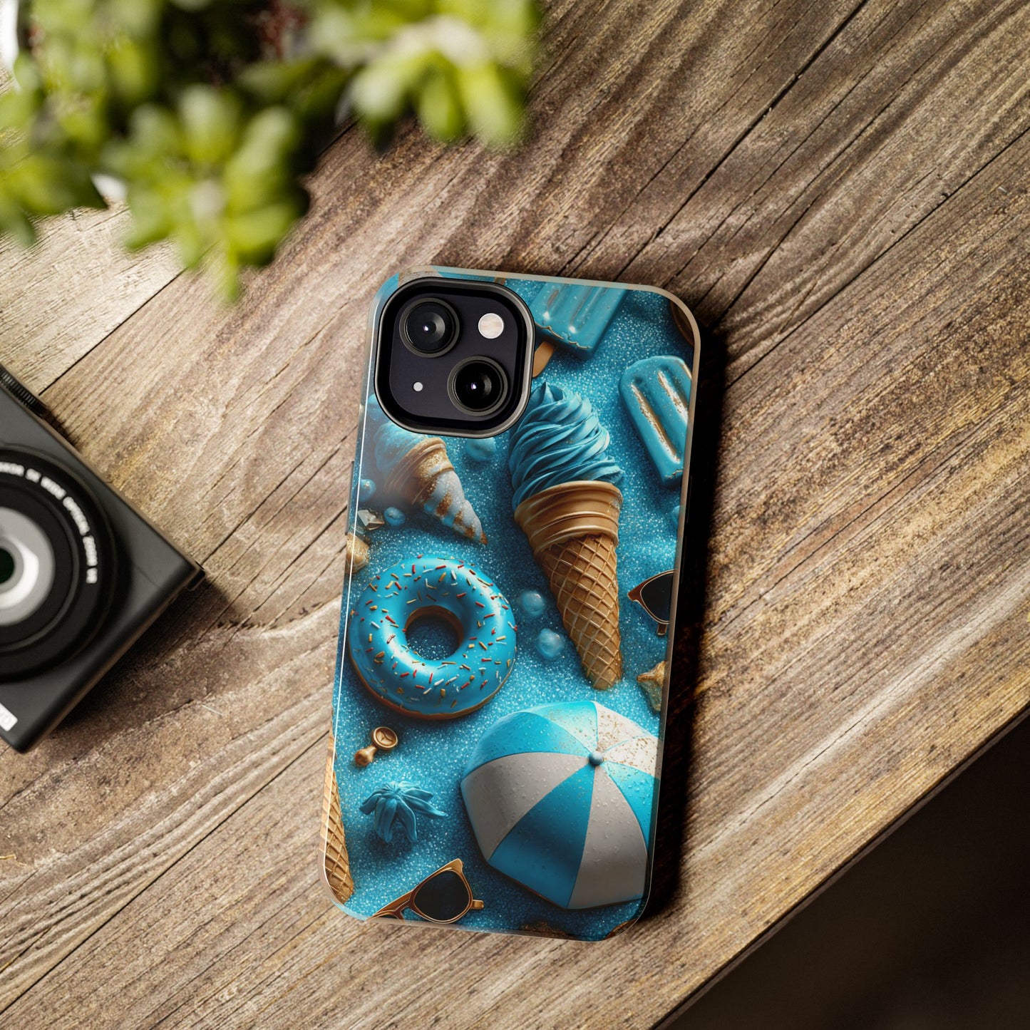 Blue Ice Cream & Beach Treats in 3D Pop Art Style - Artistic Phone Case - Artistic Vision