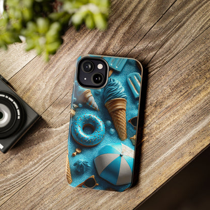 Blue Ice Cream & Beach Treats in 3D Pop Art Style - Artistic Phone Case - Artistic Vision