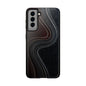 Crimson Current Tough Phone Case – Wavy Metallic Streamlines on Red Base - Artistic Vision