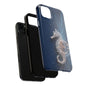 Seahorse Wheel Wireframe Phone Case – Nautical Design with Mechanical Motion - Artistic Vision
