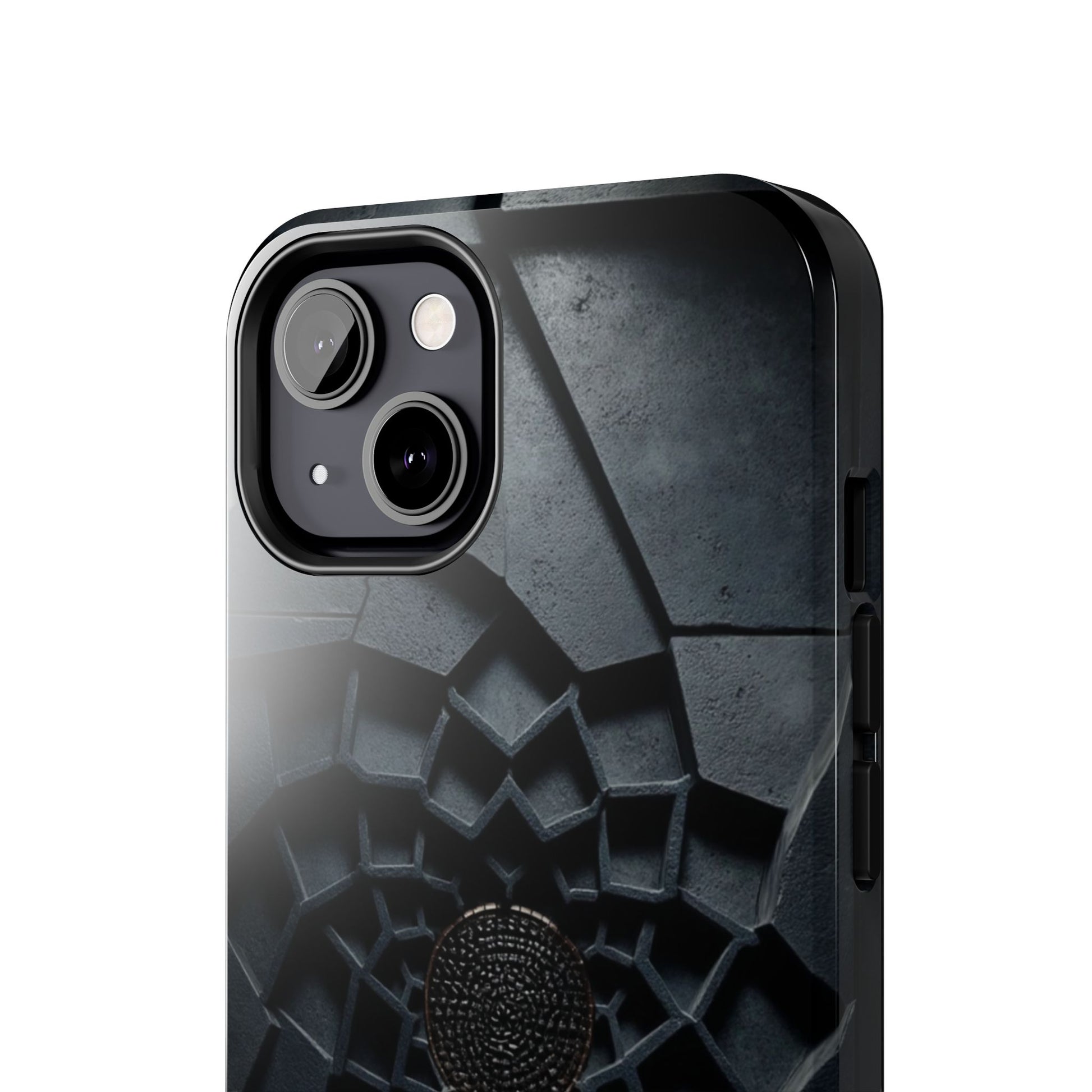 Fracture Core Tough Phone Case – Abstract Black Stone Mosaic with Central Core - Artistic Vision