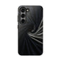 Velvet Spiral Tough Phone Case – Twisting Fabric Abstract in Black & Silver - Artistic Vision