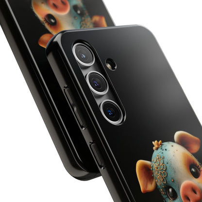 Play-Doh Piggy – Tough Phone Case with Sculpted Pink and Blue Charm - Artistic Vision