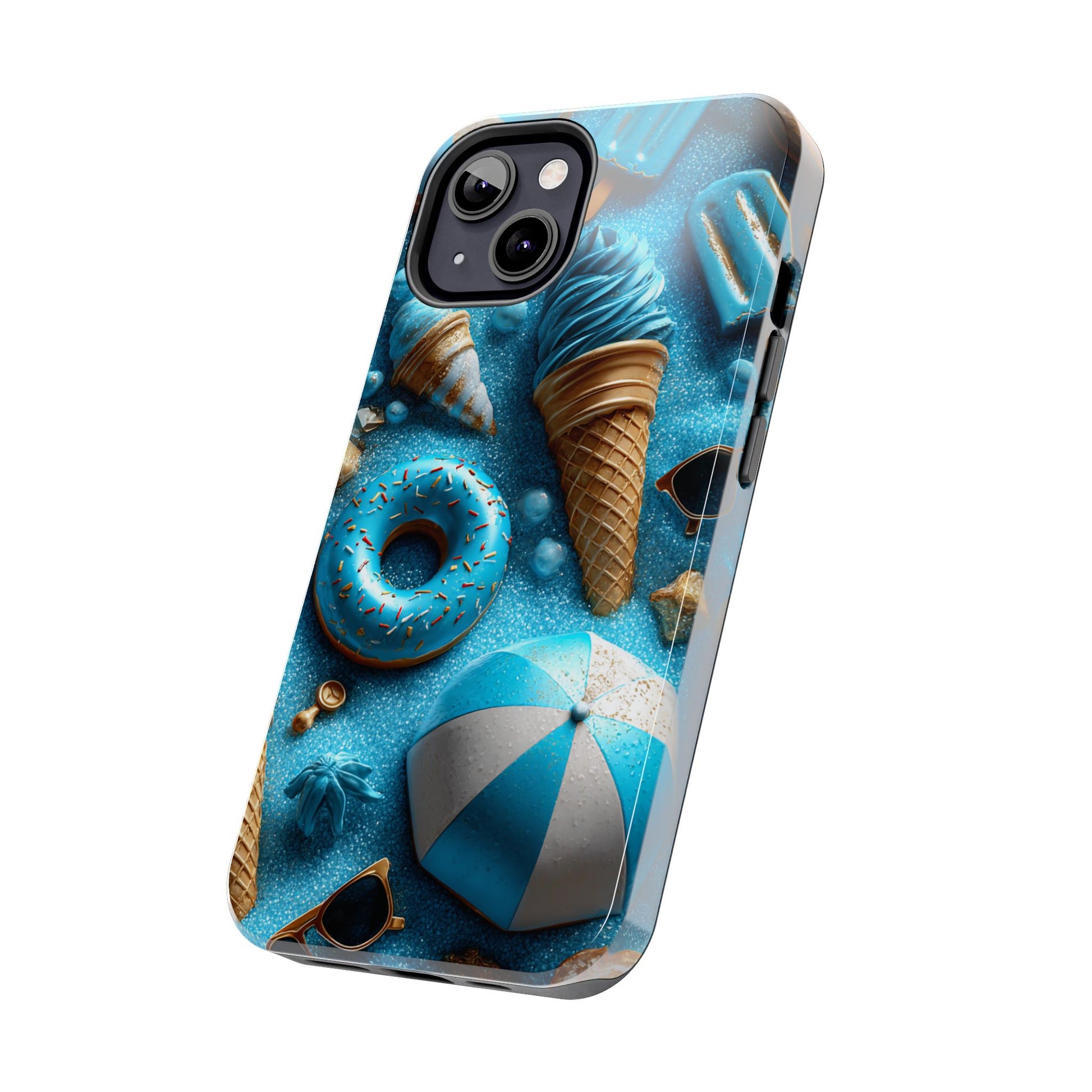 Blue Ice Cream & Beach Treats in 3D Pop Art Style - Artistic Phone Case - Artistic Vision