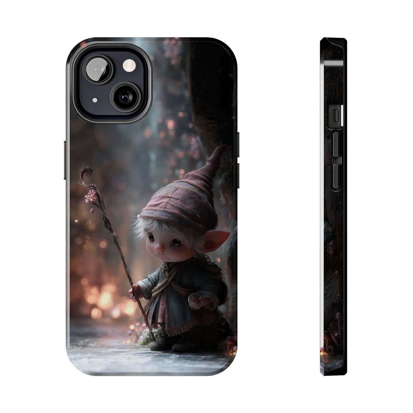 Whimsical Elf Mage Tough Phone Case – Magic Staff Forest Design - Artistic Vision