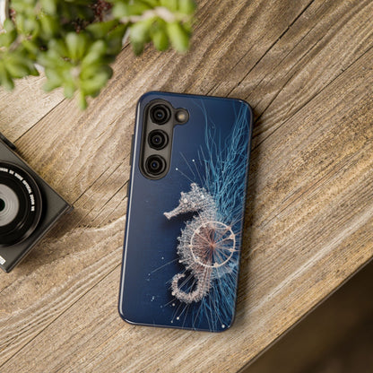 Seahorse Wheel Wireframe Phone Case – Nautical Design with Mechanical Motion - Artistic Vision
