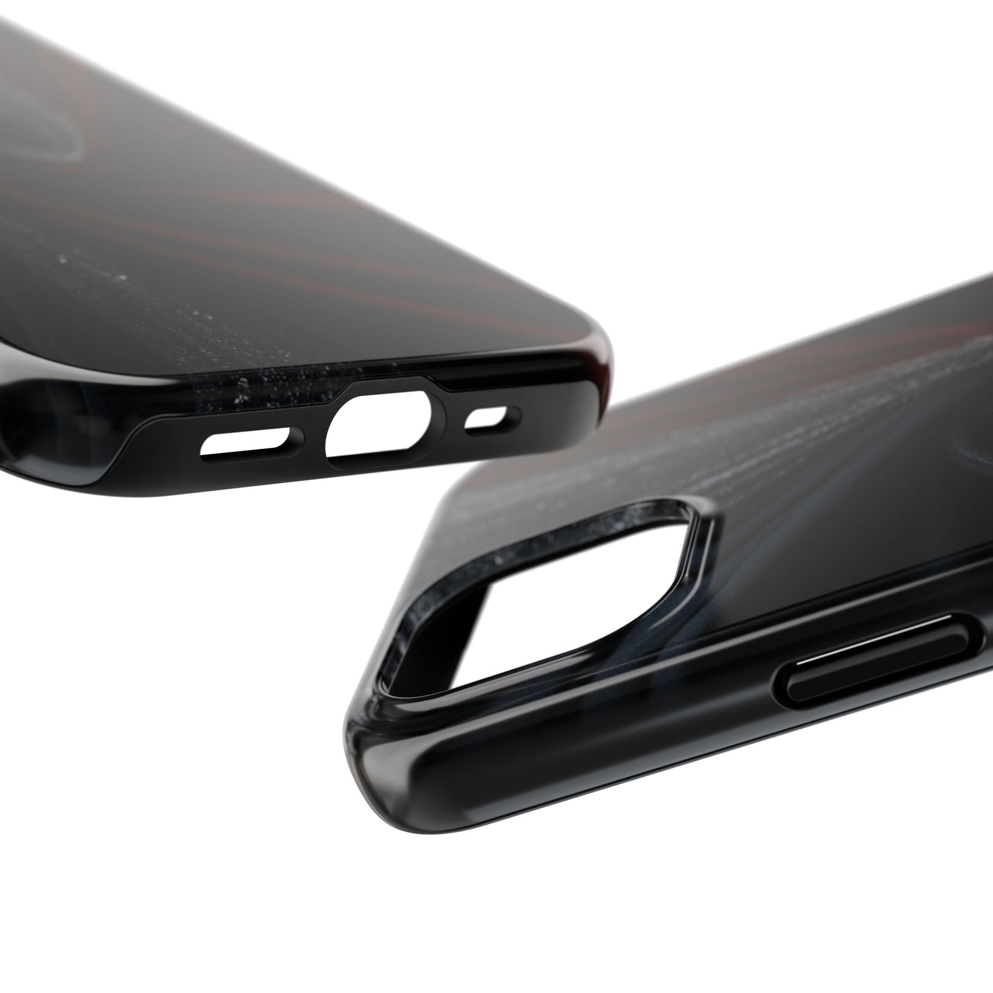 Velvet Rift Tough Phone Case – Red and Black Satin Fabric Twist Design - Artistic Vision