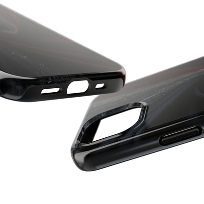 Velvet Rift Tough Phone Case – Red and Black Satin Fabric Twist Design - Artistic Vision