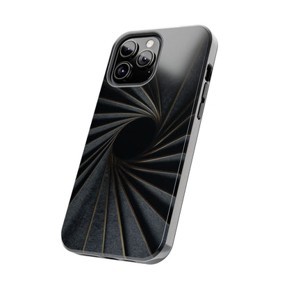 Obsidian Fan Tough Phone Case – Black Gold Radial Geometry - Artistic Vision