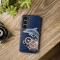 Dolphin and Gears Wireframe Phone Case – Nautical Steampunk Fusion Design - Artistic Vision