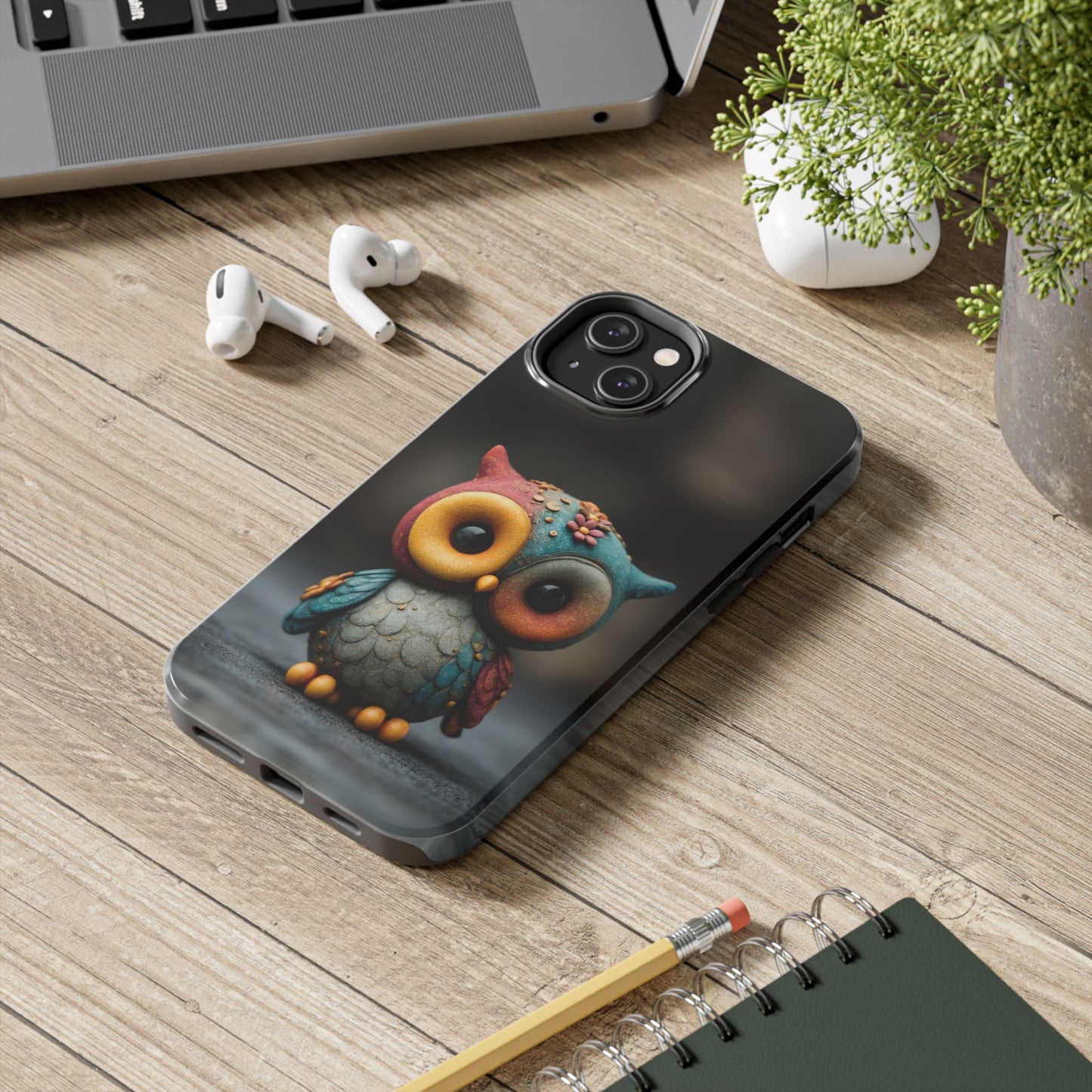 Play-Doh Owl – Tough Phone Case with Clay Texture and Big-Eyed Charm - Artistic Vision