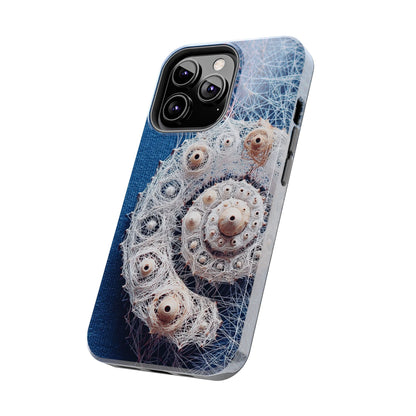 Nautilus Shell Wireframe Phone Case – Marine Spiral Tough Case - Artistic Vision