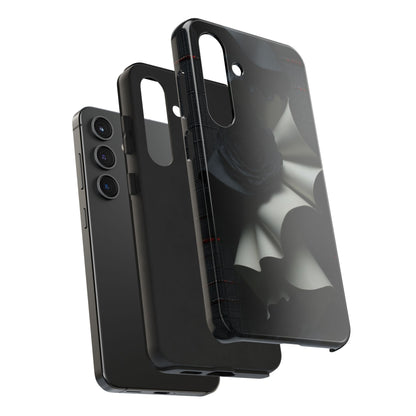 Noir Petal Fold (Black Roses with Sculptural Cream and Charcoal Ribbons) - Gothic Artistic Tough Phone Case - Artistic Vision