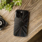 Blade Bloom Tough Phone Case – Black Petal Geometry with Metallic Edges - Artistic Vision