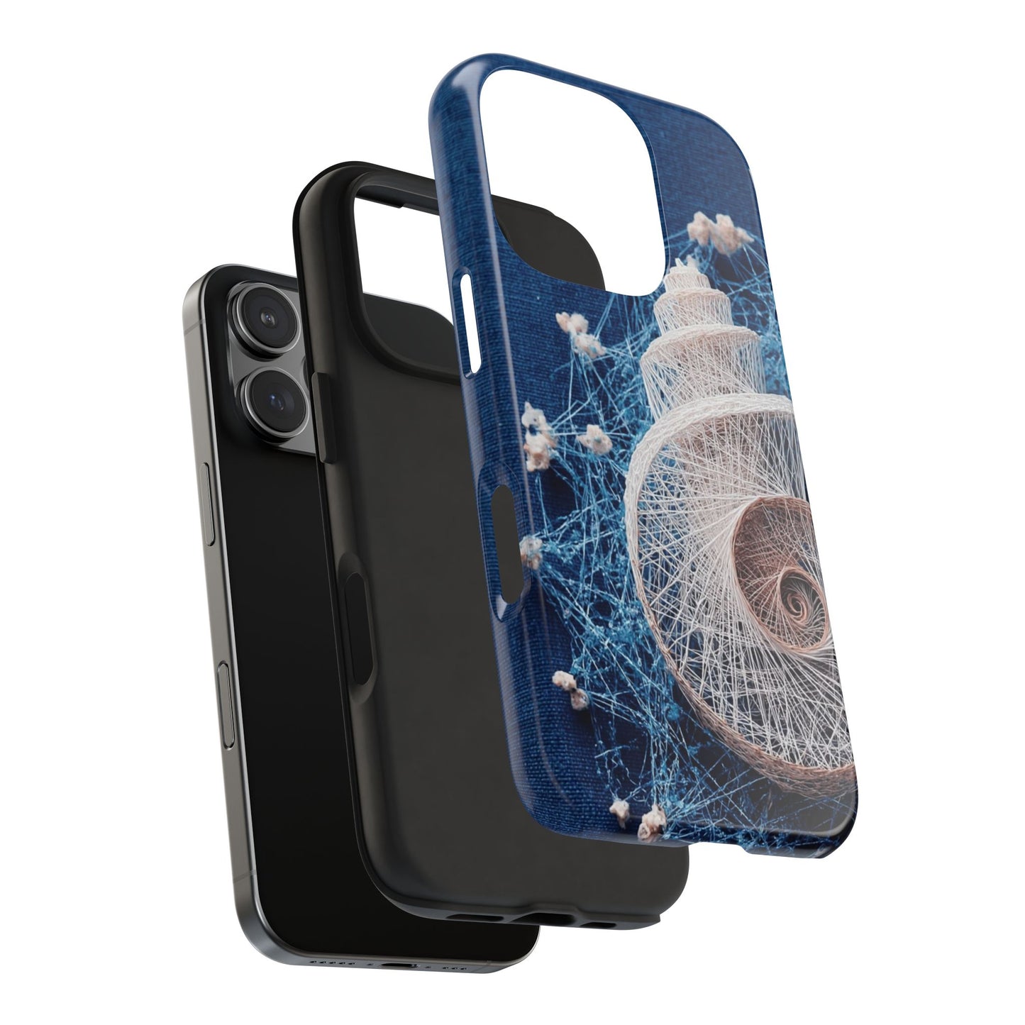 Spiral Shell Bloom Wireframe Phone Case – Marine-Inspired Abstract Shell Design - Artistic Vision