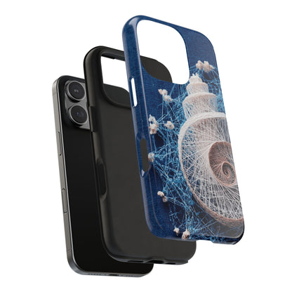 Spiral Shell Bloom Wireframe Phone Case – Marine-Inspired Abstract Shell Design - Artistic Vision