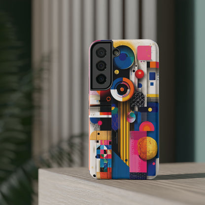 Abstract circles and lines phone case with modern grid