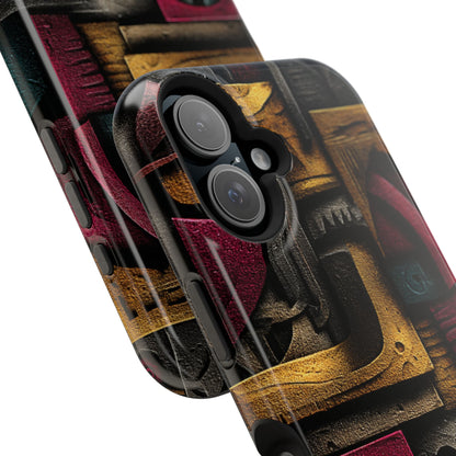 Abstract form phone case with rough carved surfaces