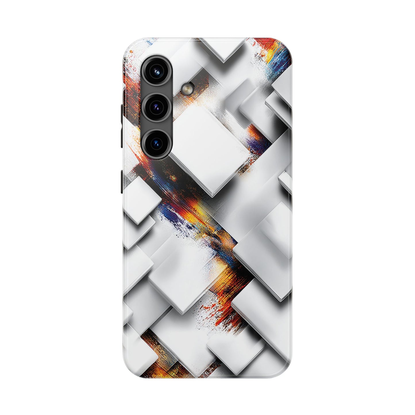 Abstract paint and cube texture phone case