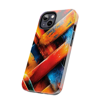 Bold textured phone case in electric red and purple tones
