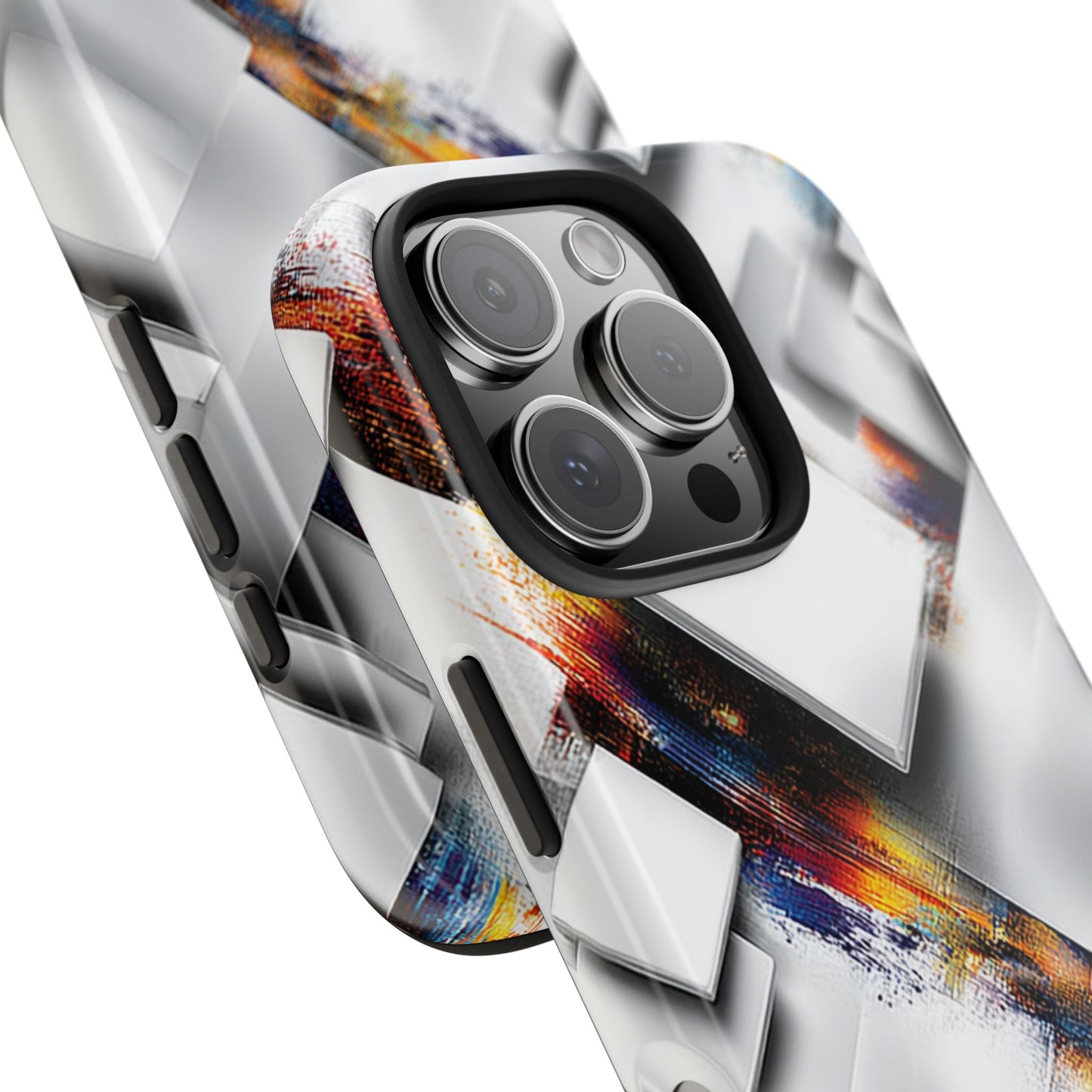 Contemporary 3D phone case with artistic color bursts
