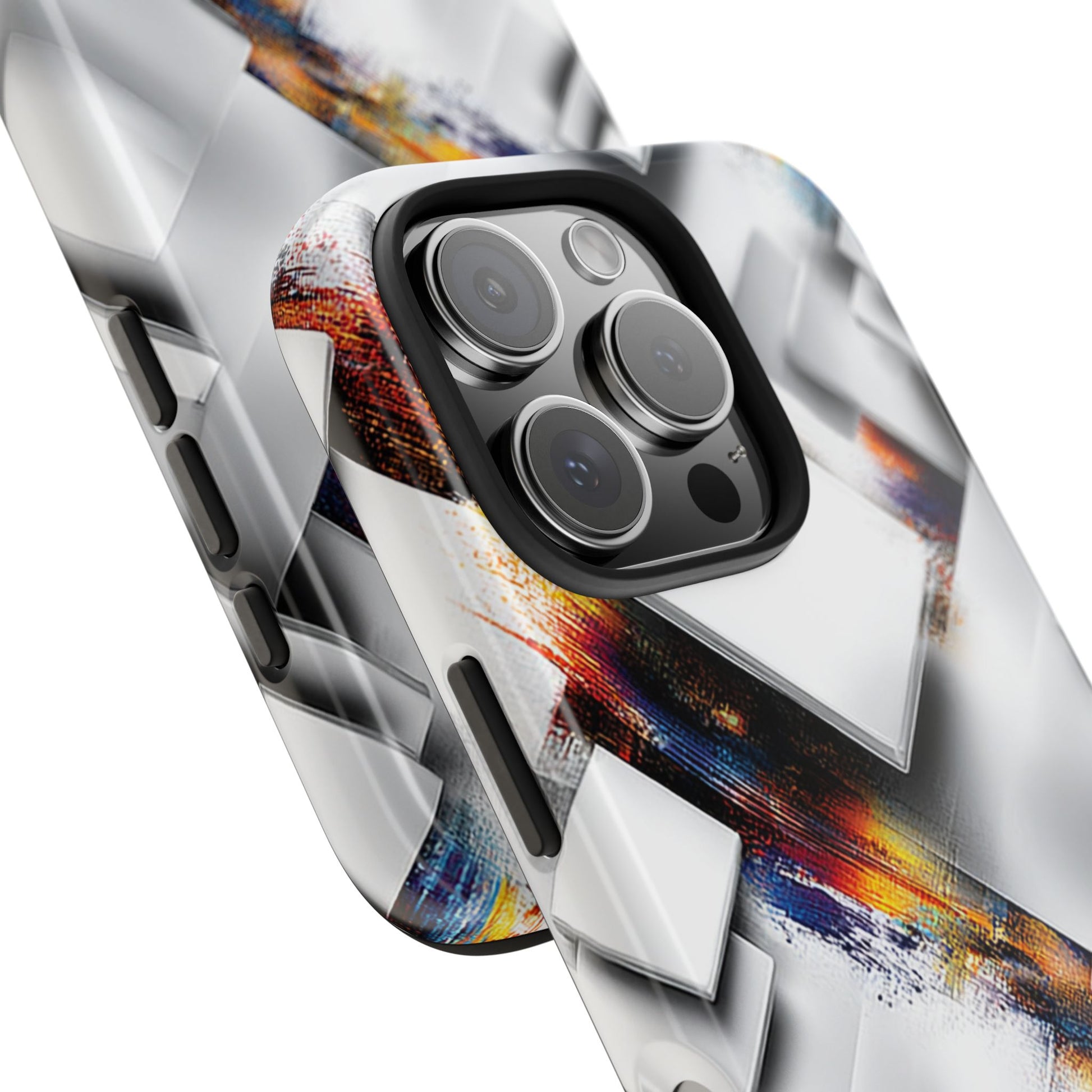 Contemporary 3D phone case with artistic color bursts