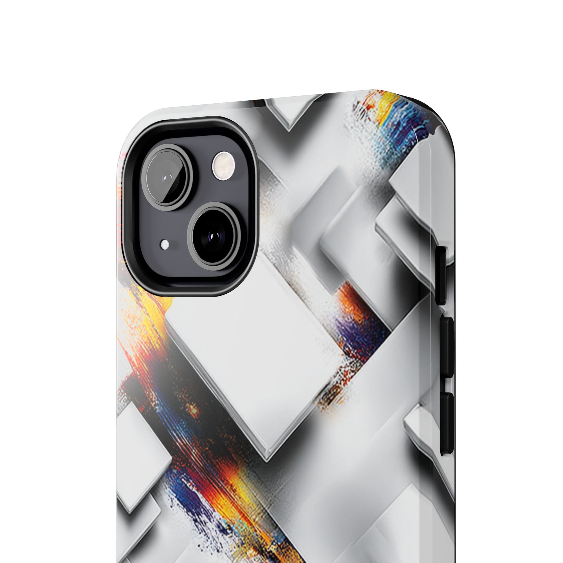 Cubist inspired phone case with expressive splashes